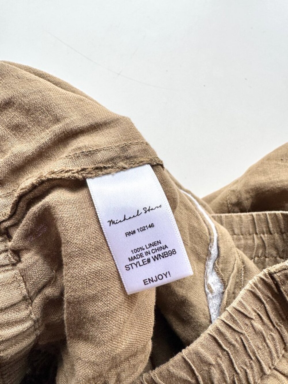 MICHAEL STARS Bobbi Olive Brown 100% Linen Straigt Leg Cargo Pants, Size S - Picture 8 of 8
